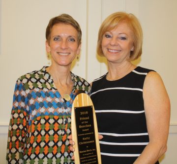 Pictured (l to r): Sandy Golding (Beaches Watch President) and Kathy Christensen