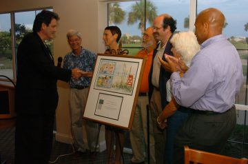 (l to r): Charles Pattison (Executive Director of 1000 Friends of Florida), Darrell Shields (Beaches Watch Board member), Sandy Golding (Beaches Watch President), Jim Overby (Beaches Watch Board member), Wendell Finner (Beaches Watch Board member), Art Graham